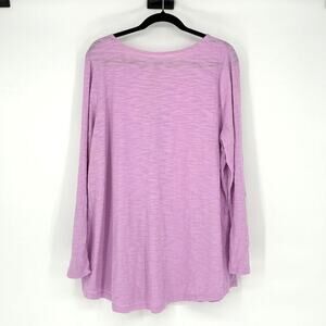 J. Jill Women's Heather Lavender Cotton Knit Long Sleeve Tunic Tee - Size XL